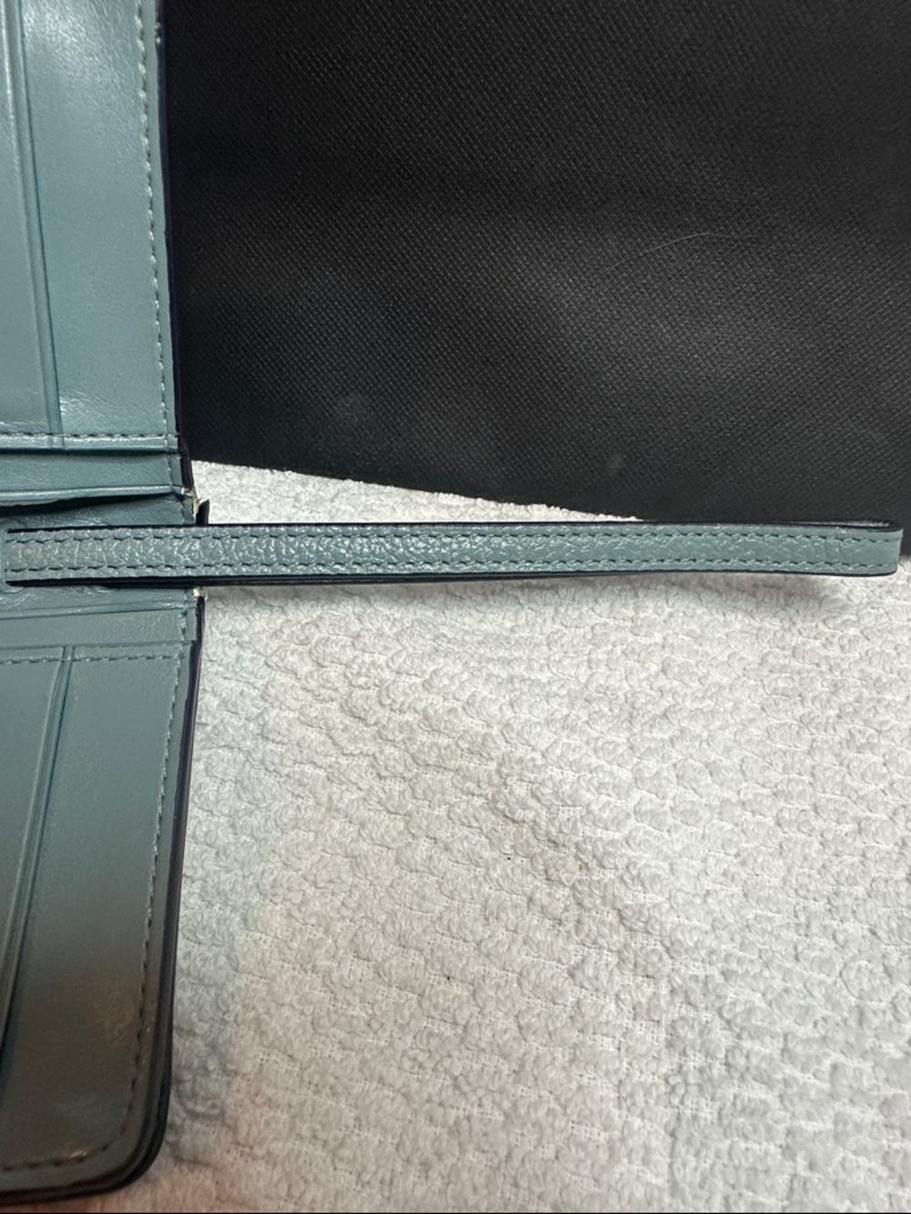 Coach Tea Rose Floral Studded Leather Wallet - Aqua Blue - Picture 7 of 16